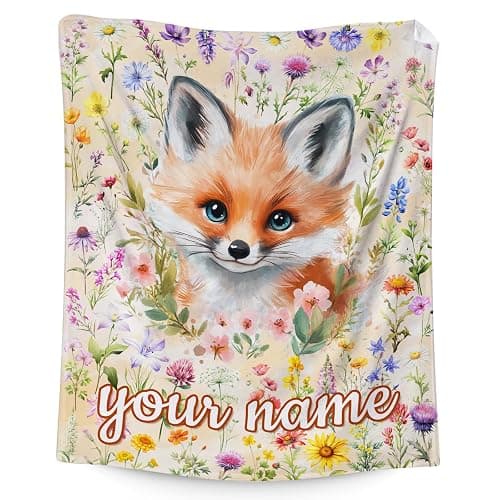 MEETUHONEY Custom Fox Blanket for Kids - 30" x 40" Fox Gifts for Girls - Plush Flannel Toddler Throws Stuff for Crib, Couch - Image 1
