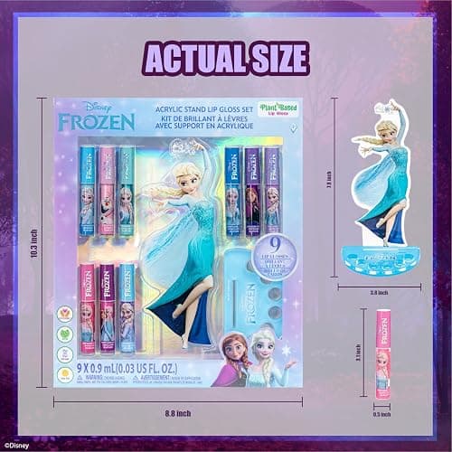 Townley Girl Disney Frozen Elsa Lip Gloss with Acrylic Stand for Storage and Display, Plant Based Lip Gloss, Perfect for Parties, Sleepovers, Makeovers, Birthday Gift for Girls, Age 3 thumbnail 5