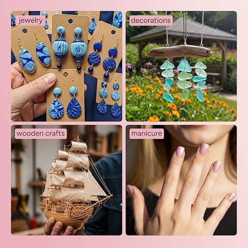 Resin Polishing Kit, Winartton Cordless Rotary Tool Kit for Resin Molding, Manicure, Wooden DIY Crafts, Electric Resin Drill with UV Light, 5-Speed Adjustable, 138 PCS Jewelry Making Kit thumbnail 6