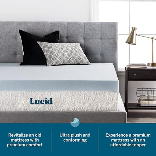 LUCID 4 Inch Gel Memory Foam Mattress Topper-Ventilated Design-Ultra Plush-Twin thumbnail 3