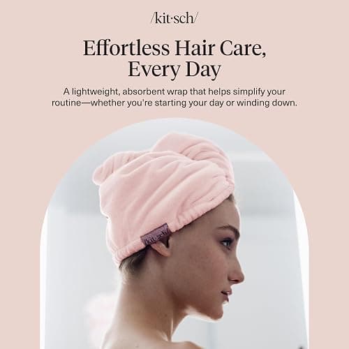 Kitsch Microfiber Hair Towel Wrap for Women - Blush | Ultra Absorbent Microfiber Bath Towel for Wet, Curly, Long or Short Hair, Anti-frizz Hair Wrap thumbnail 9