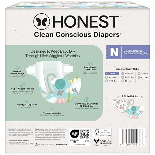 The Honest Company Daytime Diapers, All the Alpacas, Size Newborn, 72 Count | Baby Diapers, Size Newborn, 72 Ct. Hypoallergenic, Up To 100% Leak Protection, Plant-Based, OEKO-TEX Certified. thumbnail 9
