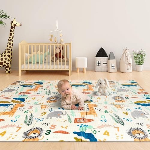 SLAVIBOO Alfombra Bebe Acolchada Plegable, 180x200x1 Reversible, Alfombra de Juegos Bebe, Alfombra Infantil, tapete Actividades Bebe, colchoneta Bebe Suelo, Suelo Bebes Acolchado,Alfombra Juegos Bebe - Image 1