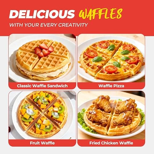Waffle Maker, 7“ Round Classic Belgian Waffle Iron, Adjustable Browning Control, Easy-Clean Nonstick Plates & Cool Touch Handle, Space Saving Storage, Stainless Steel thumbnail 7
