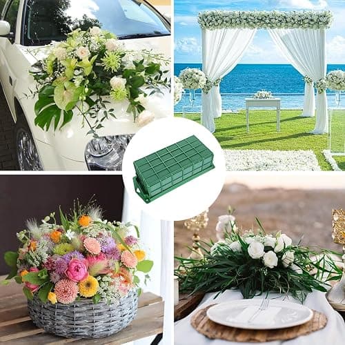 Mwellewm 2 Pcs Floral Foam Cage for Fresh and Artificial Flowers, Dry and Wet Rectangle Flower Cage Holders with Floral Foam Floral for Fresh Flowers, Wedding, Home and Garden Decorations thumbnail 6