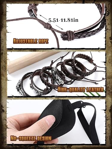 Fourluoo 31 Pieces Pirate Costume Women Rave Accessories Pirate Hat Head Scarf Sash Belt Necklace Earrings for Cosplay Party thumbnail 6