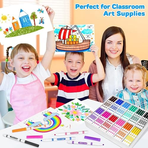 Officygnet 288 Count Washable Markers Bulk, Coloring Markers for Kids, Thin Marker Bulk in 12 Assorted Colors, Fine Line Marker with Conical Tip,Back to School Supplies, Teacher Classroom Must Haves thumbnail 6