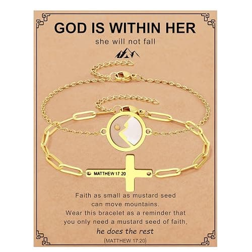 JoycuFF Christian Bracelets for Women Mustard Seed Bracelets Baptism Gifts for Girl Birthday Gifts for Women Her - Image 1