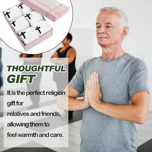 Yearntown 6 Pairs Embroidered Cross Socks Christian Gifts Ideas Religious Catholic Jesus Sock Novelty Funny Crew Cross Socks for Men Women thumbnail 4