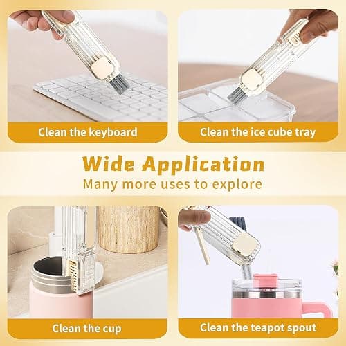 2Pcs 4 in 1 Cup Lid Gap Cleaning Brush Set,Multifunctional Crevice Cleaning Brush for Bottle,Multipurpose Bottle Cleaner with Compact Design Tiny Silicone Cup Holder Cleaner Tool,Kitchen Gadgets thumbnail 3