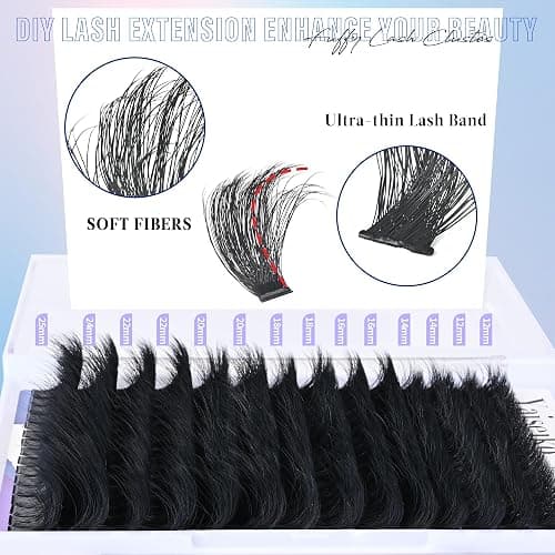 Yaiseiko Fluffy Lash Clusters 300D Thick Long 12-25mm Volume Cluster Eyelash Extensions 224Pcs Wispy Individual Lashes D Curl Waterproof Eyelash Clusters Soft False Eyelashes DIY at Home thumbnail 6