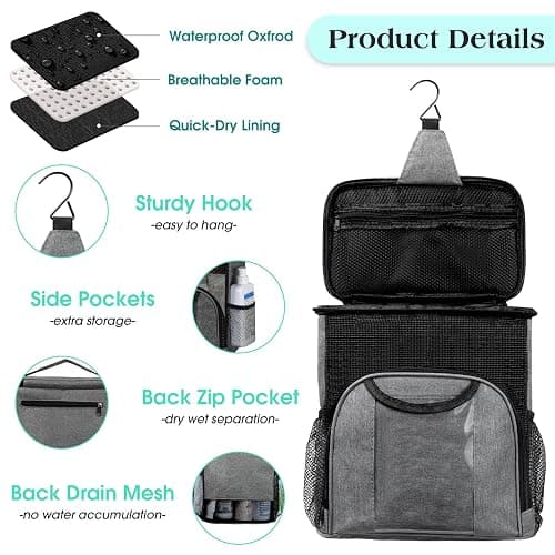Attmu Mesh Shower Caddy Portable Dorm Tote Bag, Quick Dry Hanging Toiletry Bag, Large Capacity Shower Bag for College Dorm Room Essentials for Boys and Girls for Bath Camping (Gray) thumbnail 5