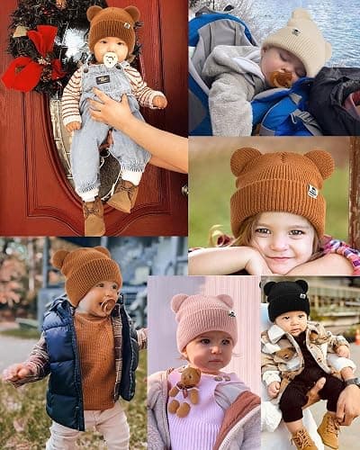 FURTALK Baby Beanie Winter Hat with Bear Ear for Infant Toddler Boys Girls Soft Knitted Skull Cap thumbnail 6