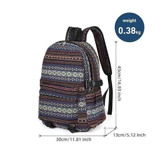 Yaopeing Casual Backpack for Women,Vintage Unique Style Fashion Backpacks Purse, Boho Ethnic Handbag Shoulder Bag,Dark blue thumbnail 5