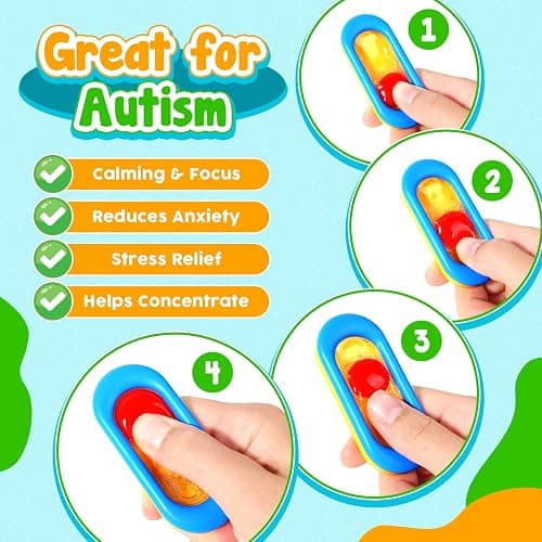 Sensory Marble Fidget Toys for Kids- 6 Pcs Quiet Fidget for Classroom, Gel Filled Autism Sensory Toys ADHD, Silent Stress Fidgets Squishy Worry Stones, Travel Road Trip Activities for Kids Gifts thumbnail 2