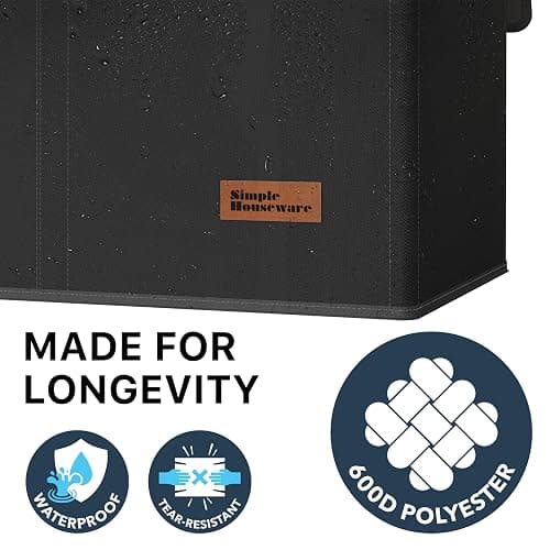 Simple Houseware Double Laundry Hamper with Lid and Removable Bags, Black thumbnail 6