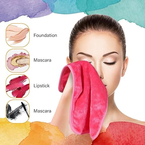 Nugilla Makeup Remover Cloths, 8 Packs Makeup Remover Towels Reusable Face Wash Cloth, Soft Microfiber Face Cloth for Women thumbnail 2