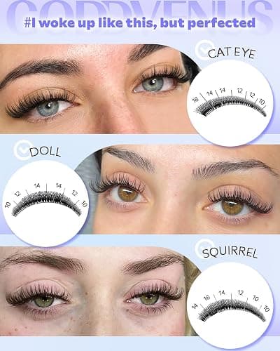 Goddvenus Wispy Lash Clusters Kit Eyelash Clusters Natural Cluster Eyelash Extensions Kit 10-16mm CC Curve Lash Extension Kit For DIY thumbnail 6
