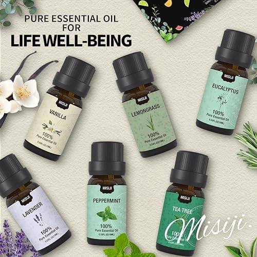MISIJI Essential Oils Set Top 6 Aromatherapy-Essential Oils for Diffuser for Home,Air Freshening Diffuser Oils Scents for Aromatherapy,Laundry,Candle&Soap Making,Humidifiers 6 X 10ML thumbnail 2