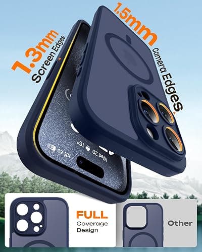 TOCOL Magnetic for iPhone 15 Pro Case 6.1-Inch, Fit for MagSafe, Upgraded [Full Camera Protection], [14FT Military Grade Drop Tested] Shockproof Slim Translucent Matte Back Phone Cover (Dark Blue) thumbnail 6