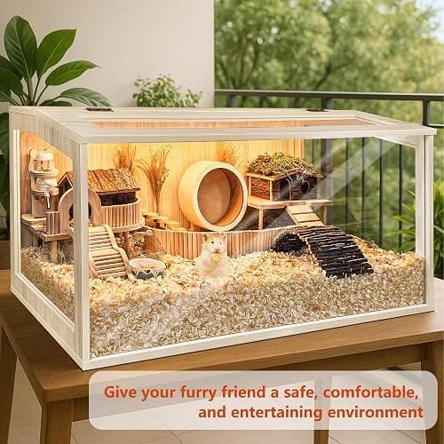 Prolee Hamster Cage Chewproof Wooden 40 Inch Guinea Pig Cages Mice and Rat Habitat Openable Top with Acrylic Sheets Solid Built thumbnail 6
