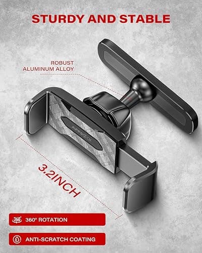 APPS2Car Magnetic Phone Holder for Gym, Alloy Base and Joint for Strong Hold, 360° Adjustable, Compatible with 4.7-6.5 Inch iPhone & Android Phones, Gym Accessories Gift for Men Women thumbnail 3