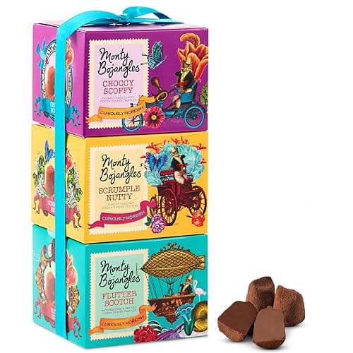 Monty Bojangles Cocoa Dusted Truffles Gift Tower (3 x 100g Pack)- 3 Luxury Chocolate Truffle Boxes - Choccy Scoffy, Scrumple Nutty & Flutter Scotch- The Perfect Chocolate Gift Box Selection - Image 1