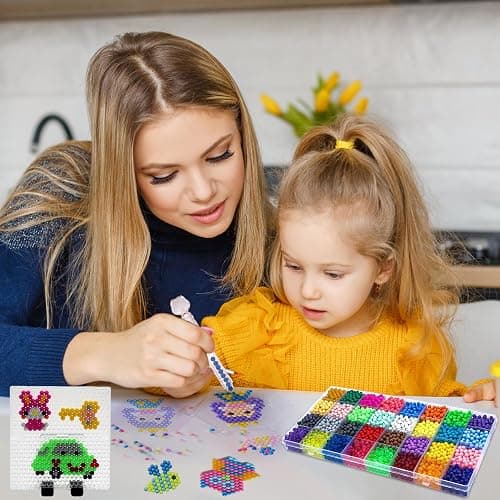 Fuse Beads Kit for Girls Ages 6+ – 4400 Pcs 5mm Beads in 32 Colors with Spray Bottle, Puzzle Guide, Clamps & Chains | Creative DIY Arts & Crafts Gift thumbnail 2