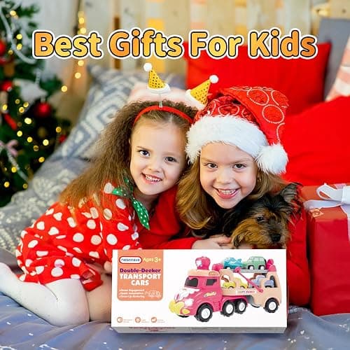 newcrave Truck Toys for 1 2 3 Year Old Girl, 7-in-1 Carrier Cars Toys for Toddler Girls Age 1-2 2-3, Princess Toy with Light & Sound, Easter Christmas Birthday Gifts for 1 2 3+ Year Old Girls thumbnail 9