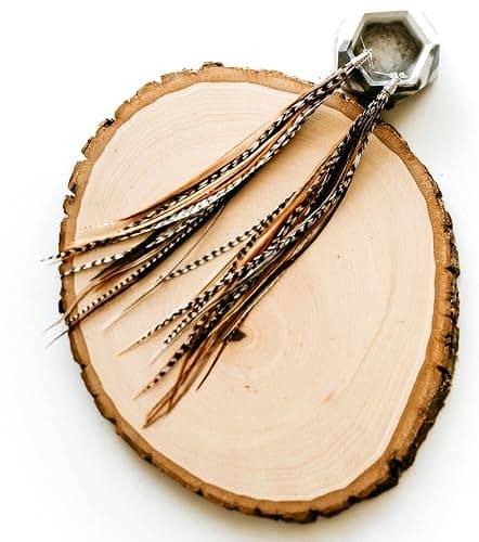 Feather Headz Bohemian handmade long lightweight feather dangle earrings for women thumbnail 3