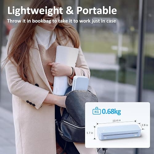 Gloryang Inkless Portable Printer for Travel, Wireless Thermal Printer Supports 8.5" x 11" US Letter Size, Bluetooth Machine Includes Carry Case and 3 Rolls of Thermal Paper Kit, Blue thumbnail 4