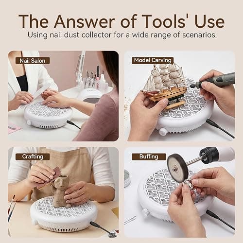 VERYTOP Nail Dust Collector, 4500RPM 360° Nail Vacuum with Adjustable Speeds, Portable & Quiet Manicure Dust Sucker for Acrylic Gel Nails, Ideal for Home DIY and Salon Professionals-9 inch thumbnail 6