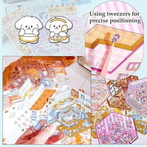 DIY 3D Sticker Scenes for Girls, 6 Sets Make Your Own Mini Room Scene Stickers for Kids, Cute Kawaii Scene Stickers, Therapy Stickers for Stress Relief, Holiday Christmas Activity thumbnail 6