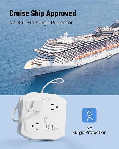 20W Travel Power Strip SUPERDANNY 3-Foot Wrap Up Extension Cord with 3 Outlets and 3 Fast Charging USBs, No Surge Protector Cruise Approved Portable Mini Travel Charger for Home Office Hotel, White thumbnail 7