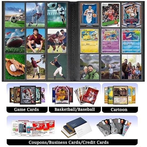 9-Pocket Trading Card Binder, Luoqun88 Pocket Trading Card Album, 360 Side-Loading Pockets, Durable PU Album for MTG, Pokemon, Yu-Gi-Oh, Football, and Sports Cards (Pink) thumbnail 4