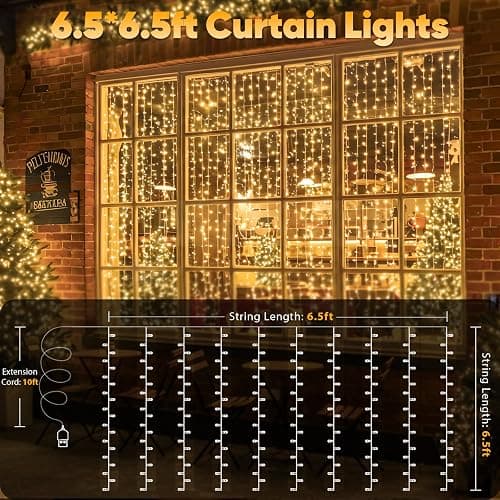 suddus Curtain Lights for Bedroom, 200 Led Hanging String Light Outdoor, Fairy Curtain Lights Indoor for Christmas, Dorm, Wall, Backdrop, Window, Wedding, Party, Birthday Decor, Warm White thumbnail 9