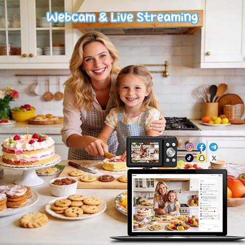 Digital Camera 1080P 44MP Vlogging Camera for Kids Teens, FHD Compact Portable Photo Camera with 2.4" Screen 16X Zoom, Anti-shake Mini Camera for Beginners Students Boys Girls-Black (No SD Card) thumbnail 6