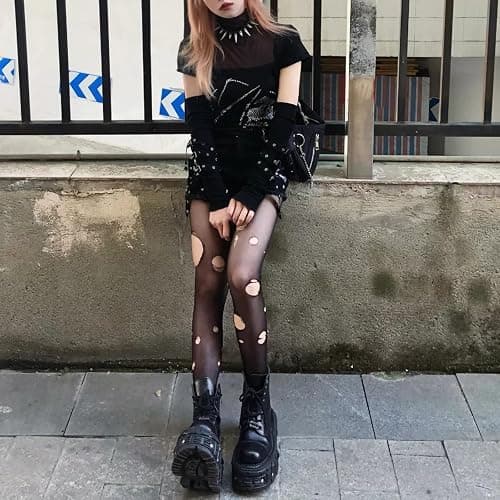 AZAGNEEM women platform Goth Ankle Boots with Studded Buckle Lace up Chunky Block Heels Lug Sole Punk Motorcycle Combat Boots Round Toe Waterproof Chunky Wedge Heel Rave Short Booties thumbnail 3