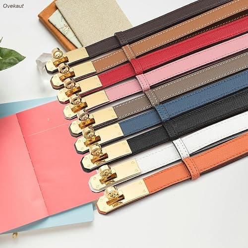 Ovekaut Women Skinny Leather Belt Solid Color Alloy Turn Lock Adjustable Waistband for Dresses Jeans Coats thumbnail 6
