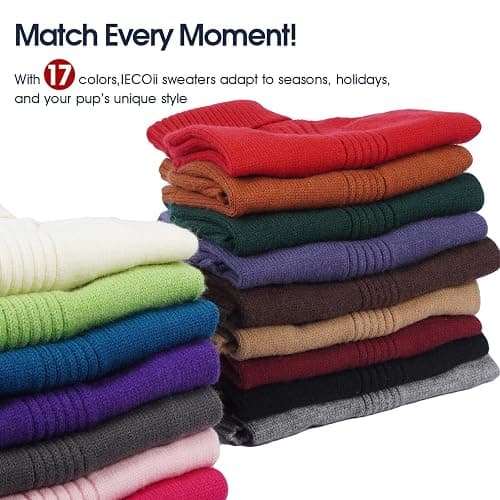 IECOii Dog Sweaters for Medium Dogs Girl Boy,Holiday Knit Doggy Sweatshirt with Sleeve,Turtleneck Thick Warm Dog Sweaters for Winter,Pullover Knitwear for French Bulldog,Boston Terrier (Camel, L) thumbnail 7