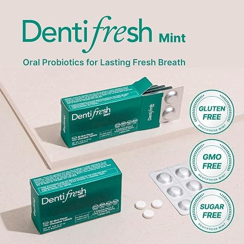 K-Nutra Dentifresh Mint Xylitol Tabs – Oral Probiotics for Bad Breath, Dry Mouth & Fresh Breath, 7 Billion CFU, Sugar-Free, GMO-Free, Gluten-Free, Natural Mint Flavor, 30 Tablets (Improved Formula) thumbnail 2