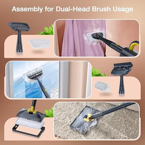 ScrubWiz Steam Mop with Detachable Handheld Steam Cleaner, 10-in-1 Multi Accessories, Quick 10s Heat, 350ml and 2-Level Steamer for Cleaning Floor, Carpet, BBQ Grill, Tile, and Grout, Gray thumbnail 7