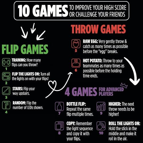 How Many Flips can You Throw? Stickflip Electronic Flip Challenge Game | Auto-Counting Skill Toy for Kids, Teens & Adults | 10 Games Each with a High Score to Beat | Fun Gift & Party Game Ages 8+ thumbnail 4