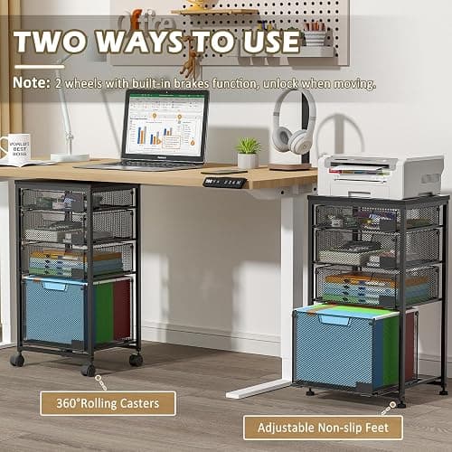 Sbanmao Rolling Storage Cart with Drawers, Utility Cart with Wooden Tabletop and Lockable Wheels Multifunctional Storage Organizer Craft Cart for Classroom, Bedroom, Bathroom, Office, Black thumbnail 4