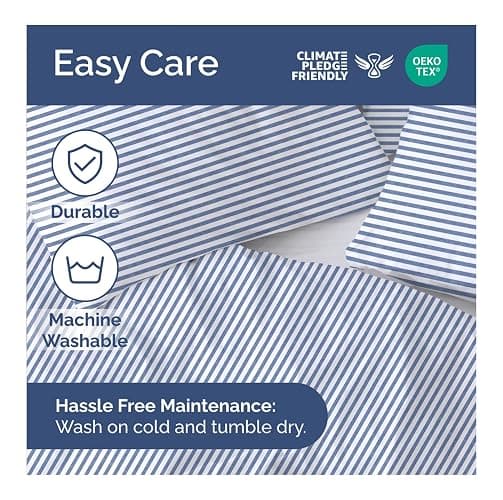 Duvet Cover Full Size Set - Extra Soft Full Duvet Cover 80" x 90" with 2 Pillow Shams for Women, Men, Kids & Teens - Hotel Luxury w/ Zipper Closures & Ties - Comfy, Cozy & Breathable (Blue Stripes) thumbnail 6