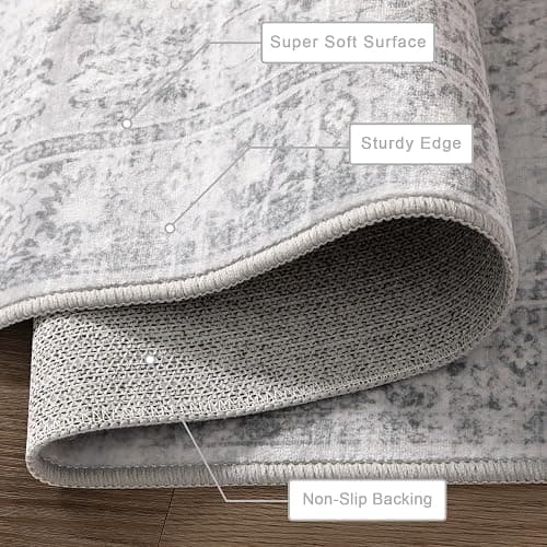 LIVEBOX 10x14 Area Rugs, Extra Large Grey Area Rug for Living Room Boho Soft Non-Slip Rug, Low Pile Non-Shedding Indoor Carpet for Dining Room Bedroom High Traffic Areas thumbnail 3