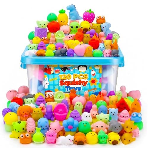 120Pcs Bulk Kawaii Mochi Squishy Toys, Fidget Treasure Box Classroom Prizes | Squishies Pack, Fidgets, Squeezy, Stocking Stuffers, Goodie Bag Stuffers, Teacher Supplies, Party Favors for Kids 4-12 - Image 1