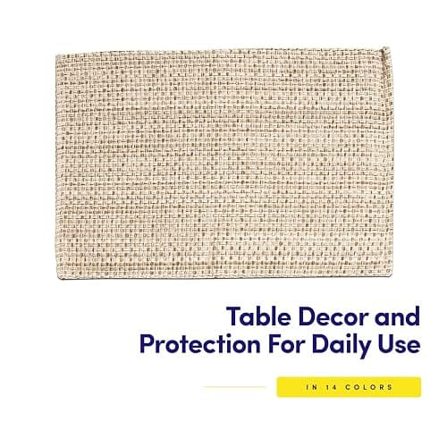 Sweet Home Collection 100% Cotton Placemats for Dining Room Rectangle Two Tone Woven Fabric 13" x 19" Soft Durable Table Mat Set, Set of 4, Eggshell thumbnail 4