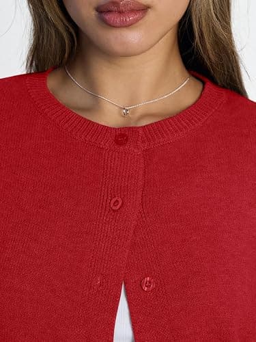 LILLUSORY Womens Cropped Cardigan Sweaters Lightweight Fall Crop Cotton Knit Y2k Outfits Fashion Button Up Clothes 2025 thumbnail 5