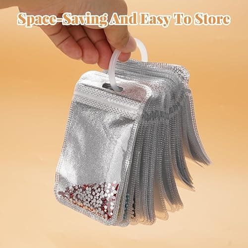 Plus tard 200-Pack Reusable Clear Bead Storage Bags for Diamond Art | Ziplock Closure Keeps Rhinestones, Sequins and Jewelry Findings Visible, Sorted and Easy to Carry thumbnail 6